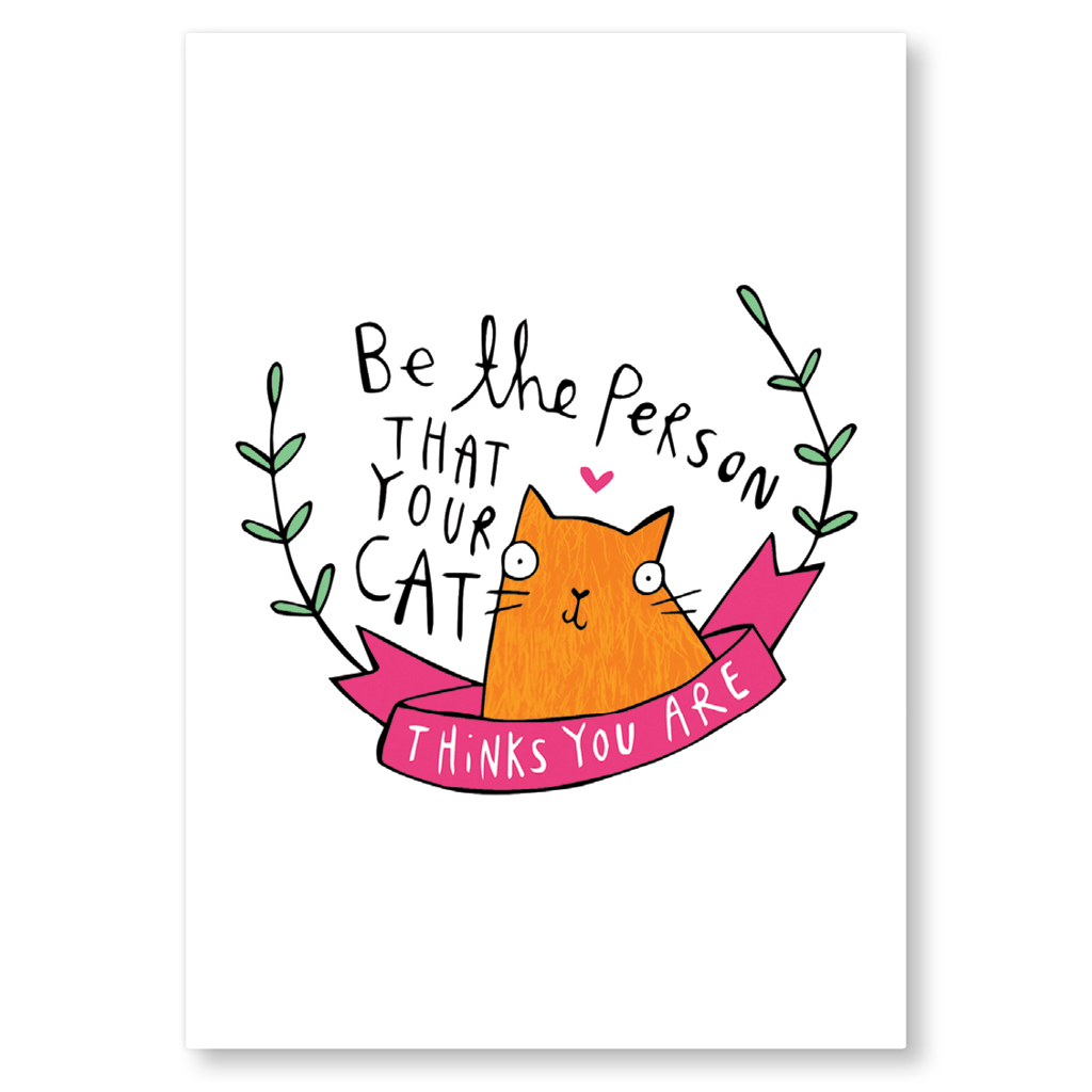 Be The Person Your Cat Thinks You Are Postcard by Katie Abey - Whale and Bird