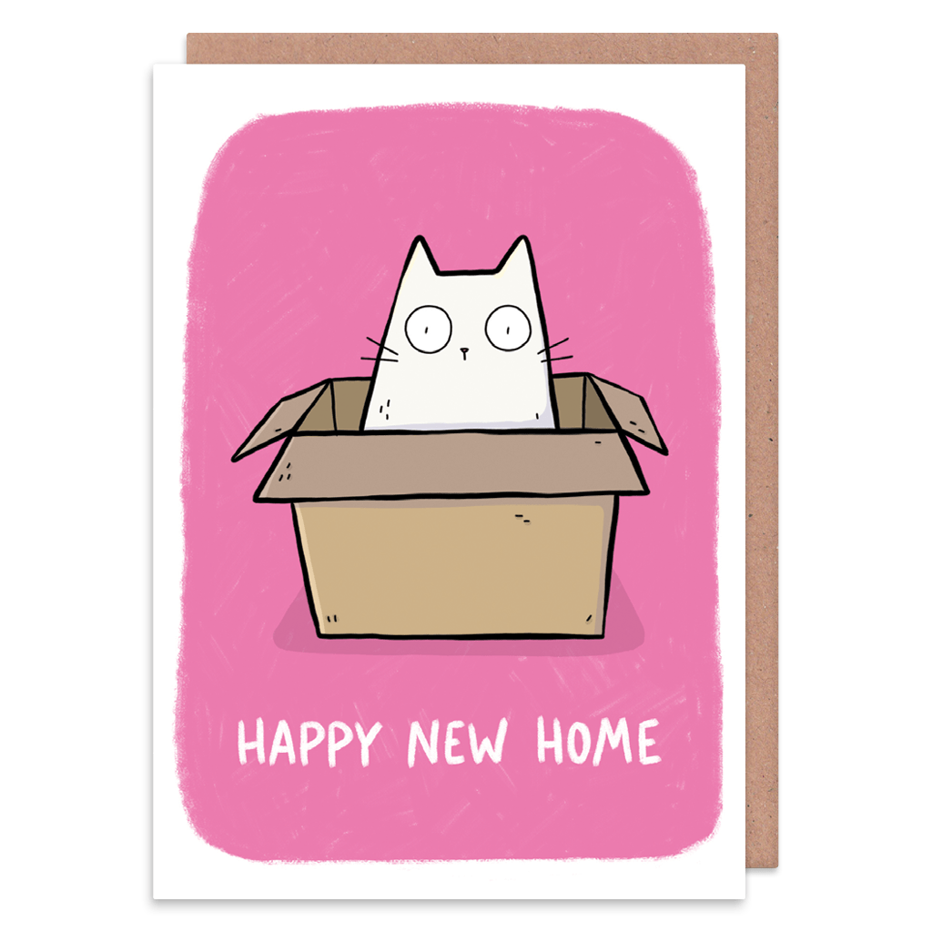 Cat In A Box Happy New Home Card