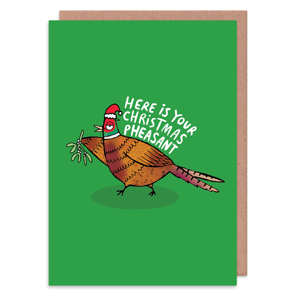 Here Is Your Christmas Pheasant Christmas Card by Katie Abey - Whale and Bird