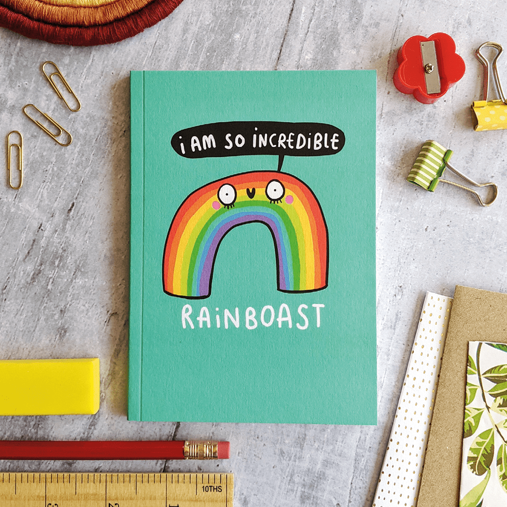 I Am So Incredible Rainbow A6 Notebook by Katie Abey - Whale and Bird