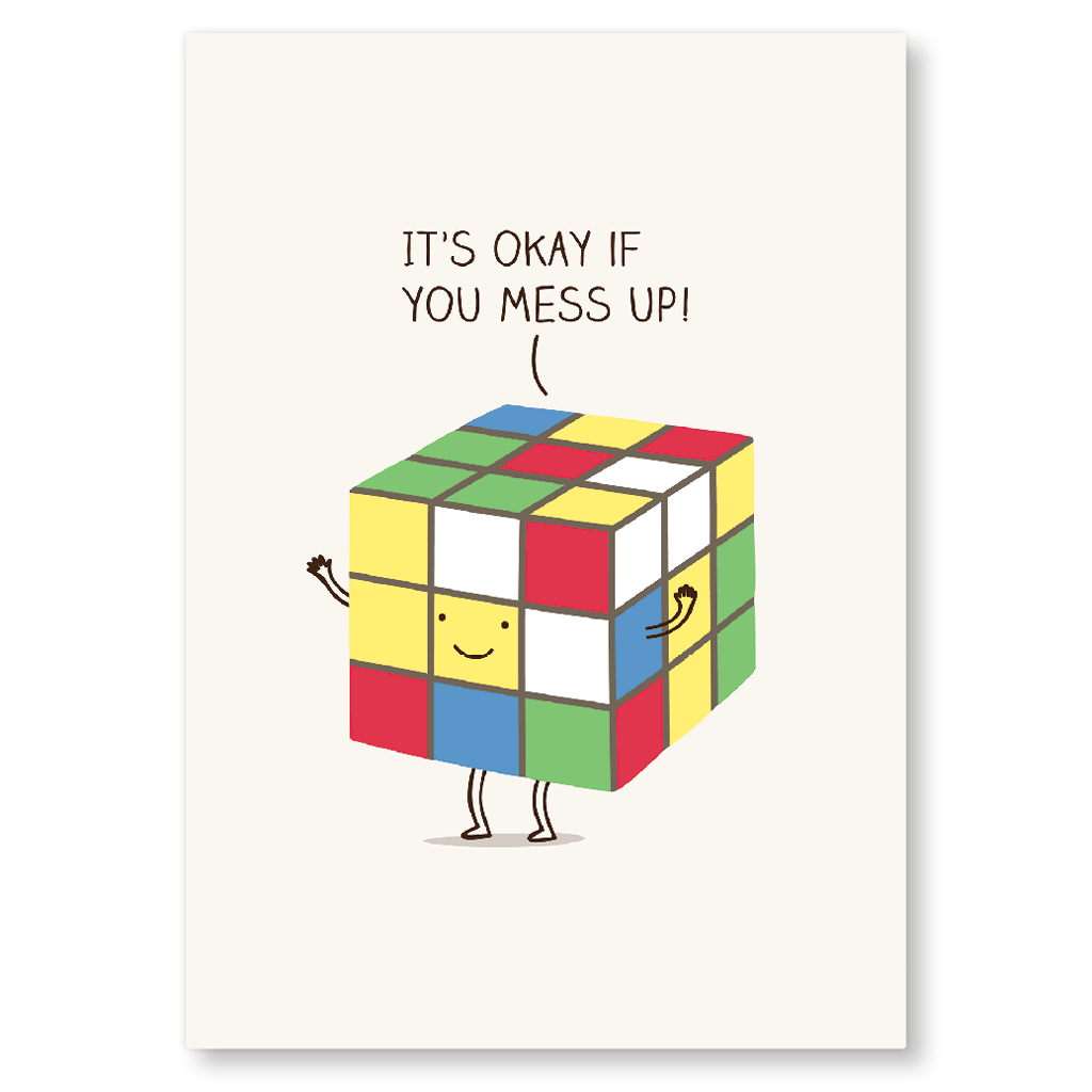 It's Okay If You Mess Up Rubix Cube Postcard by Milkyprint - Whale and Bird