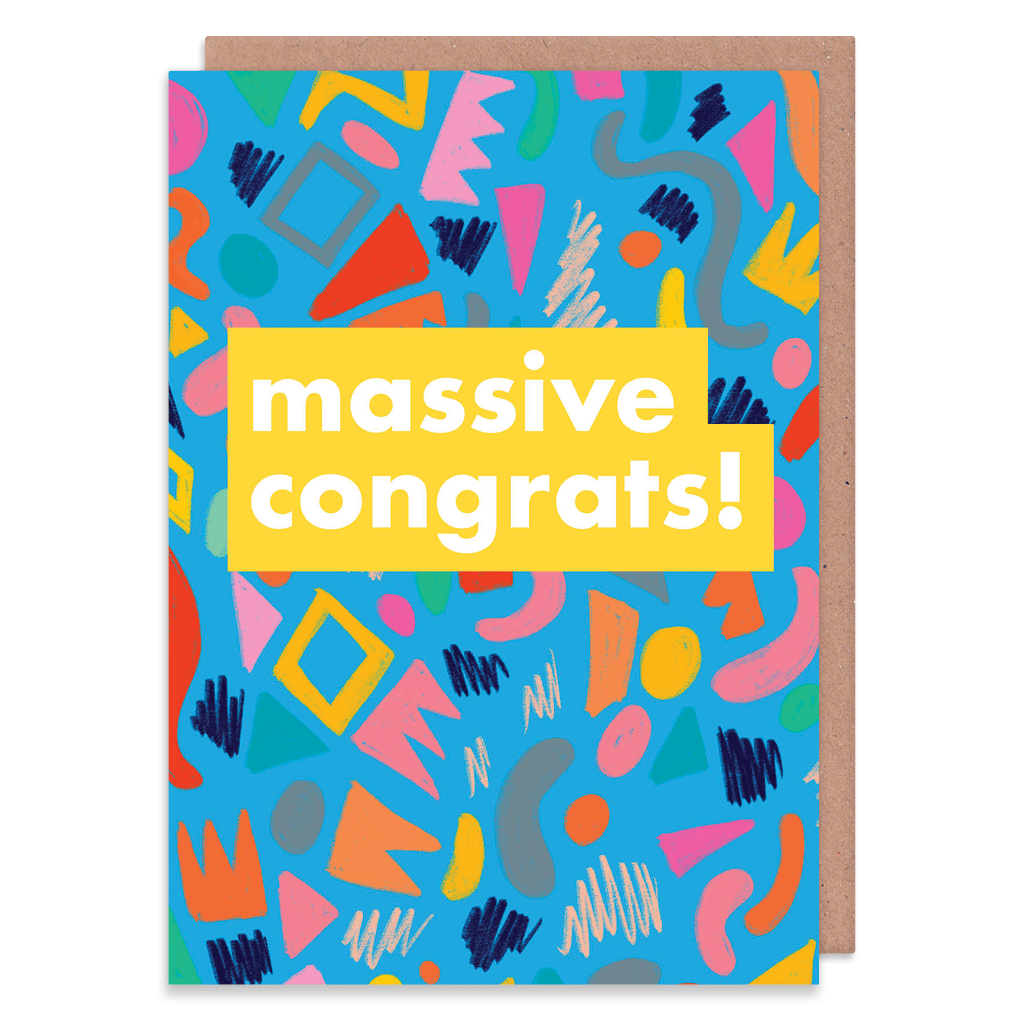 Massive Congrats! Retro Pattern Greeting Card by Ooh I Like That - Whale and Bird
