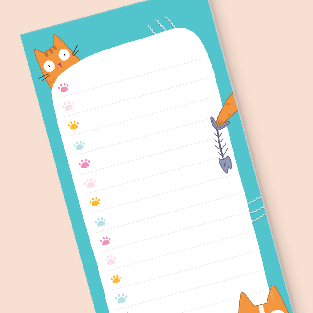 Naughty Cat To Do List Pad by Camille Medina - Whale and Bird