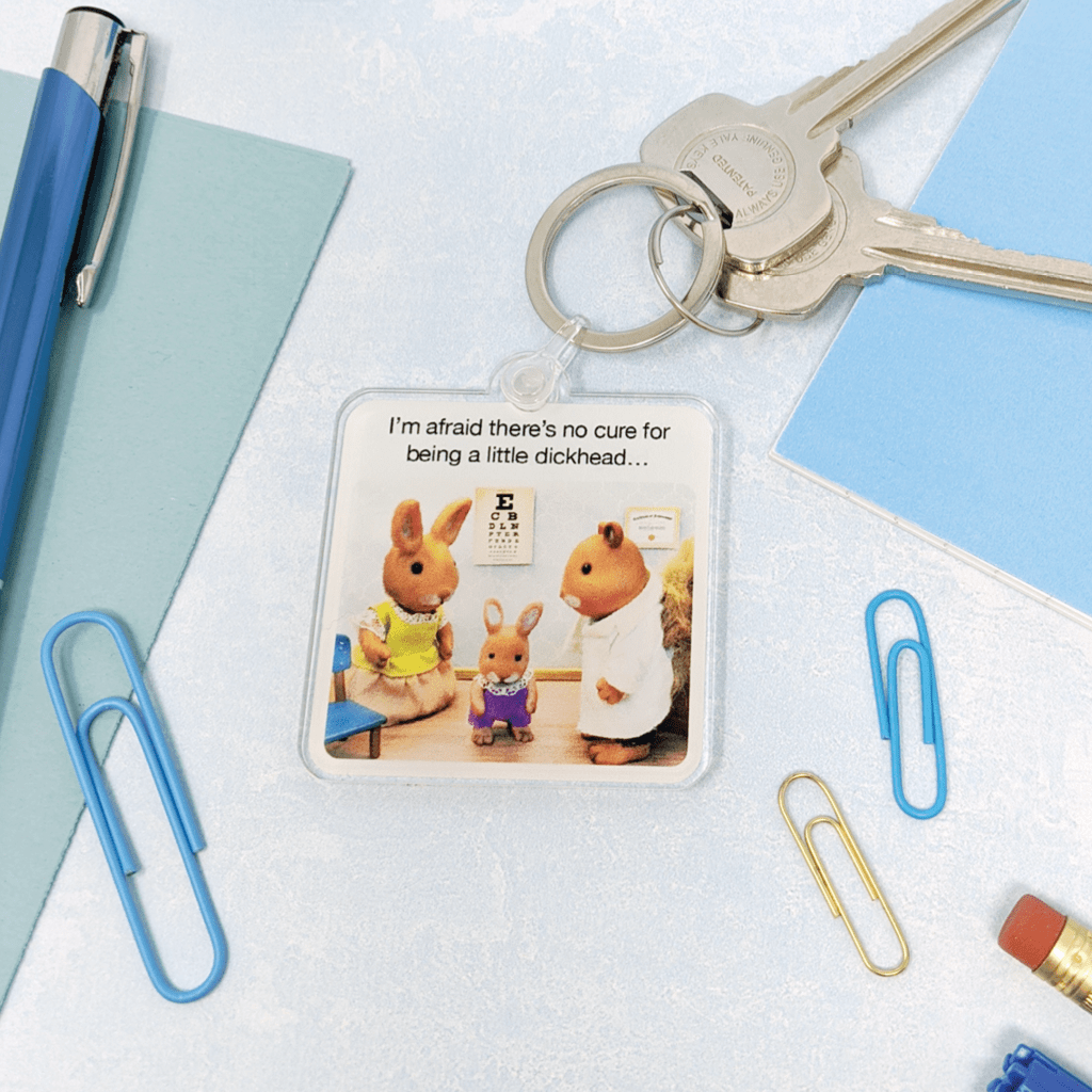 No Cure For Being A Little Dickhead Keyring by forest fr1ends - Whale and Bird, hilarious keyring, funny gift ideas, gifts for him