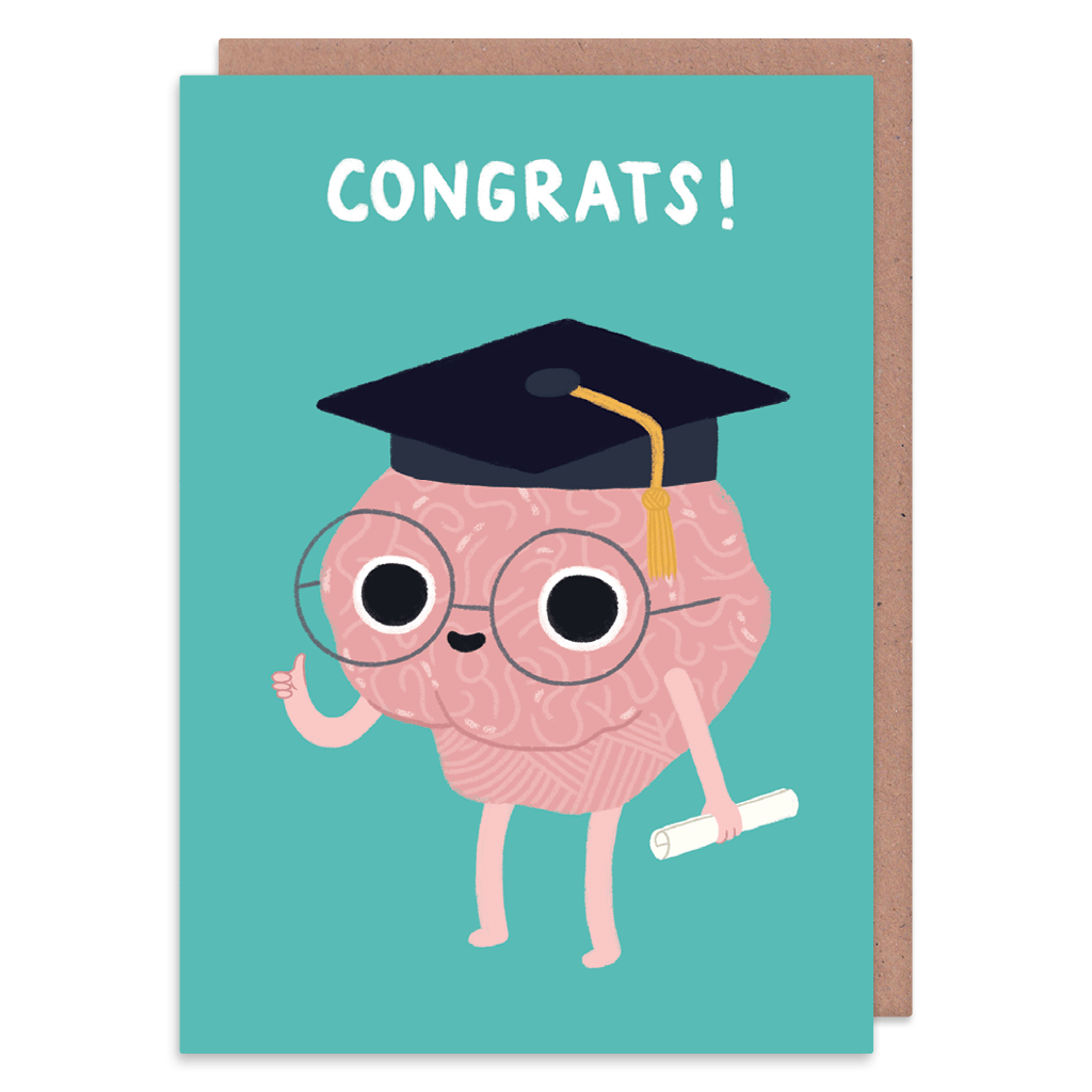 Congrats Brainy Graduation Card by Camille Medina - Whale and Bird