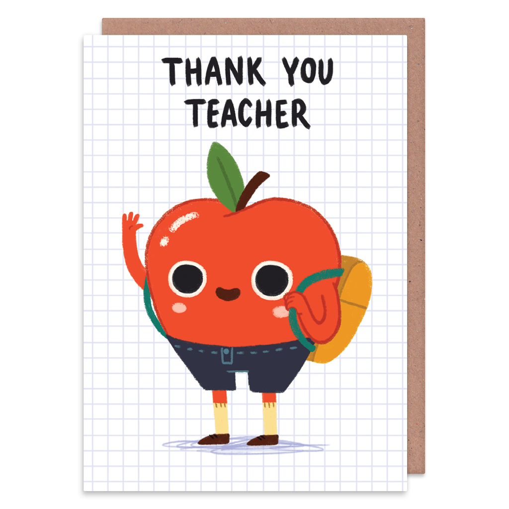 Thank You Teacher Apple Greeting Card by Camille Medina - Whale and Bird
