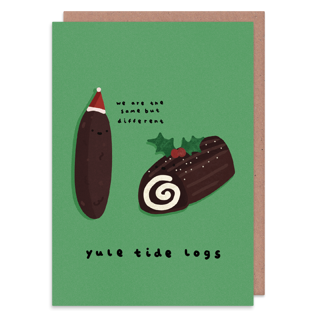 Yule Tide Logs Christmas Card by Don&#39;t Quote Me On It - Whale and Bird
