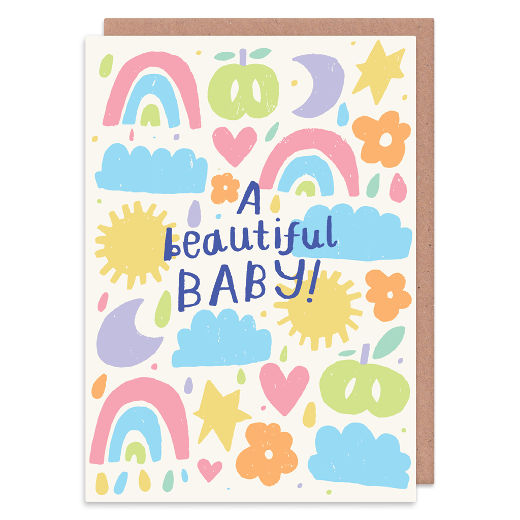 A Beautiful Baby New Baby Card by Nikki Miles - Whale and Bird