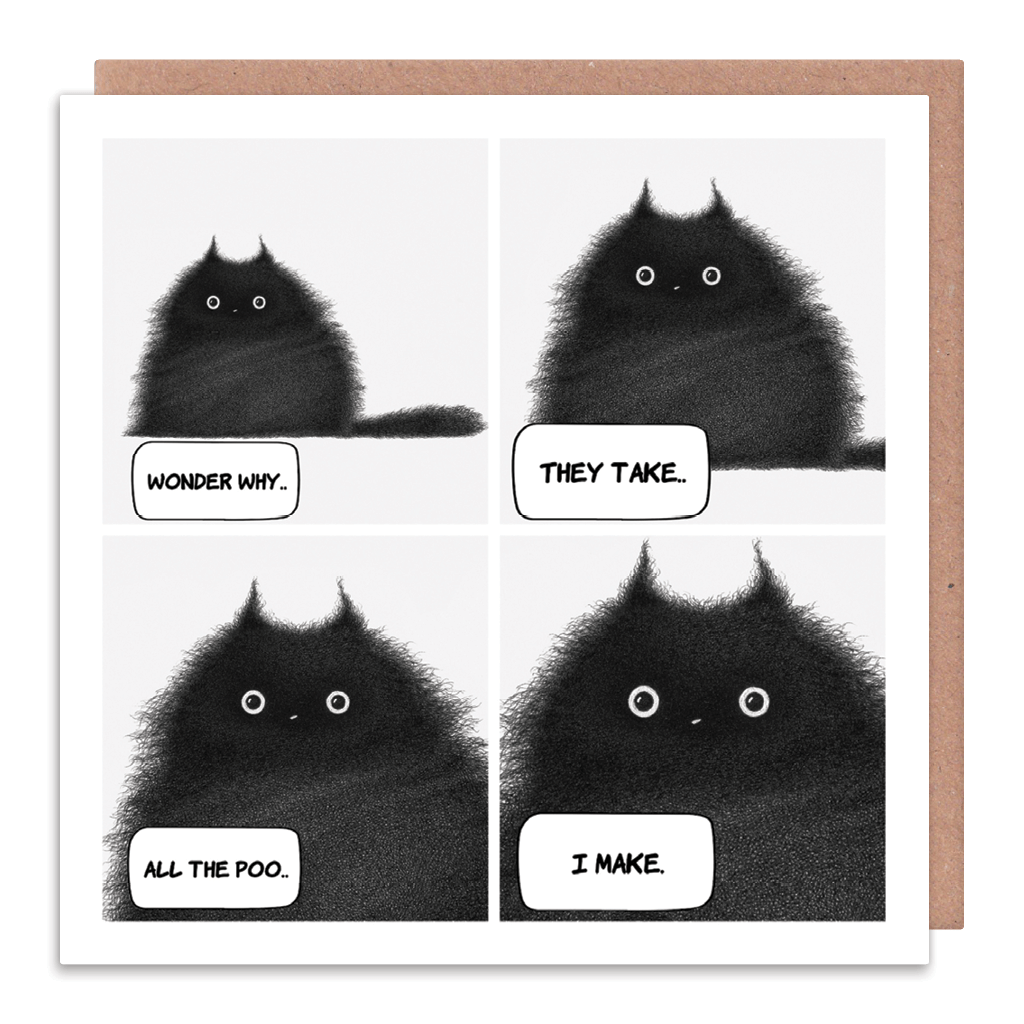 All The Poo Cat Greeting Card by Purr In Ink - Whale and Bird