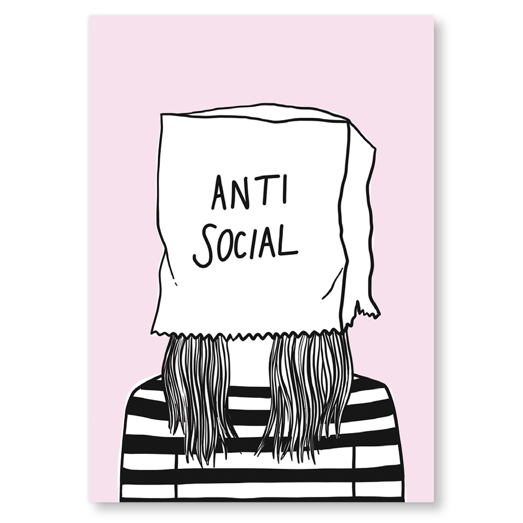 Anti Social Postcard by Corrin Strain - Whale and Bird