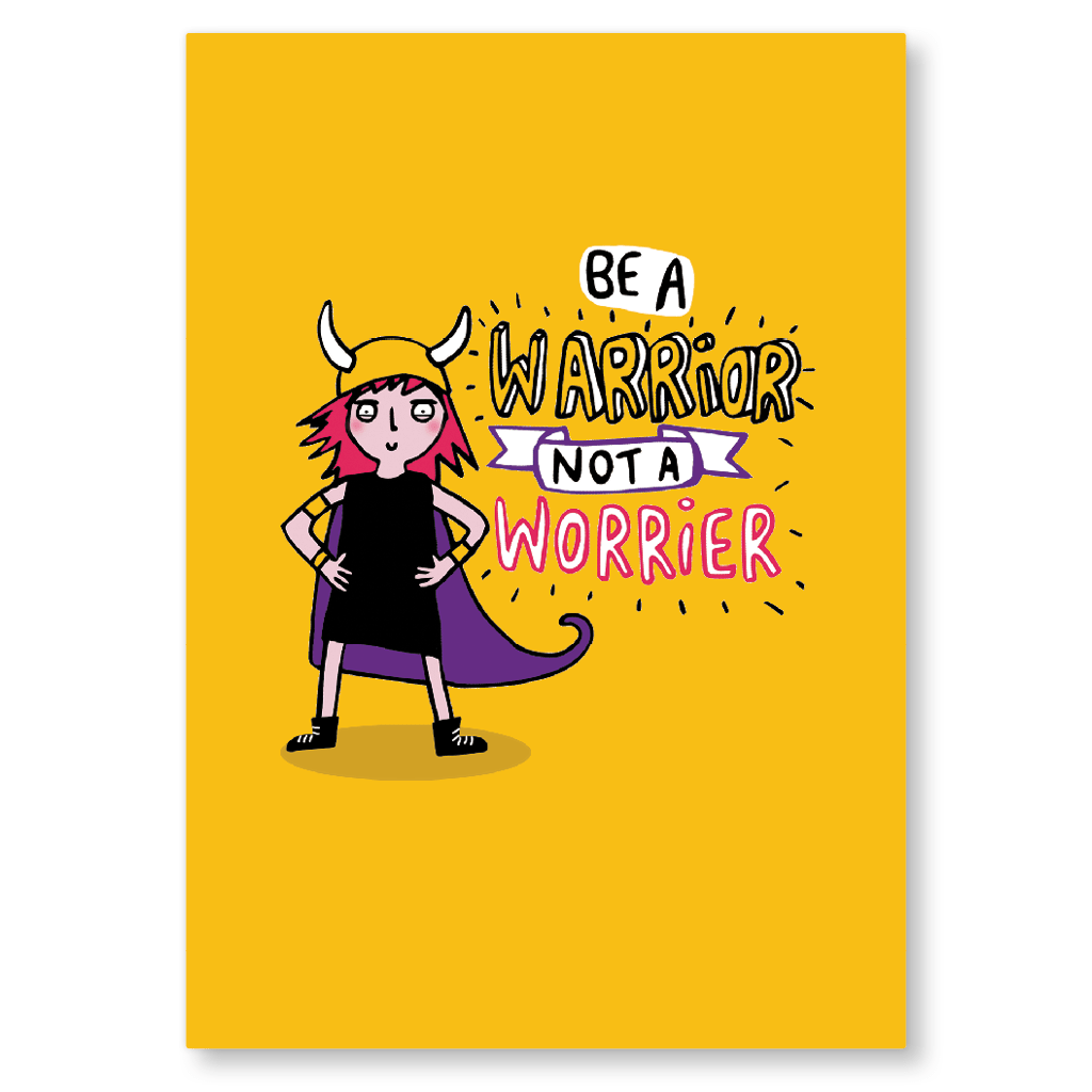 Be A Warrior Not A Worrier Postcard by Katie Abey - Whale and Bird