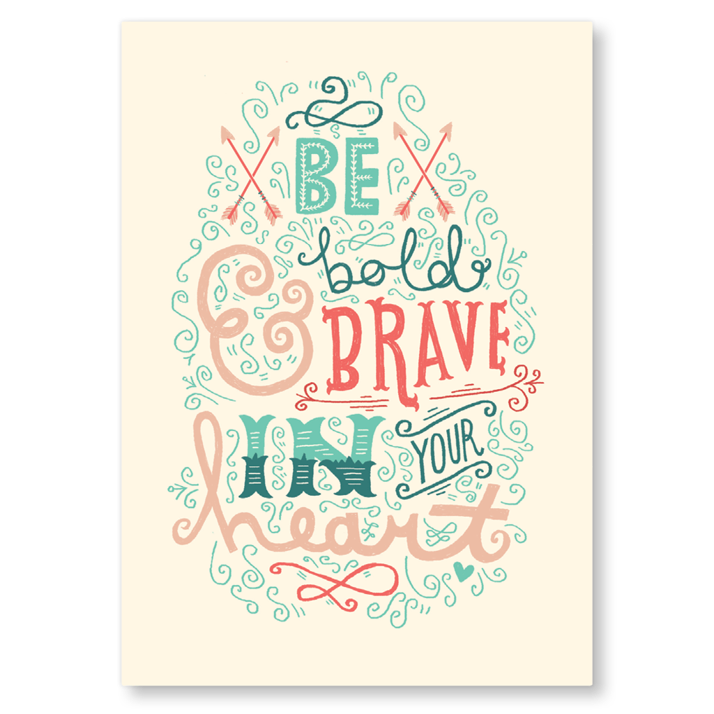 Be Bold And Brave In Your Heart Postcard by The Happy Pencil - Whale and Bird
