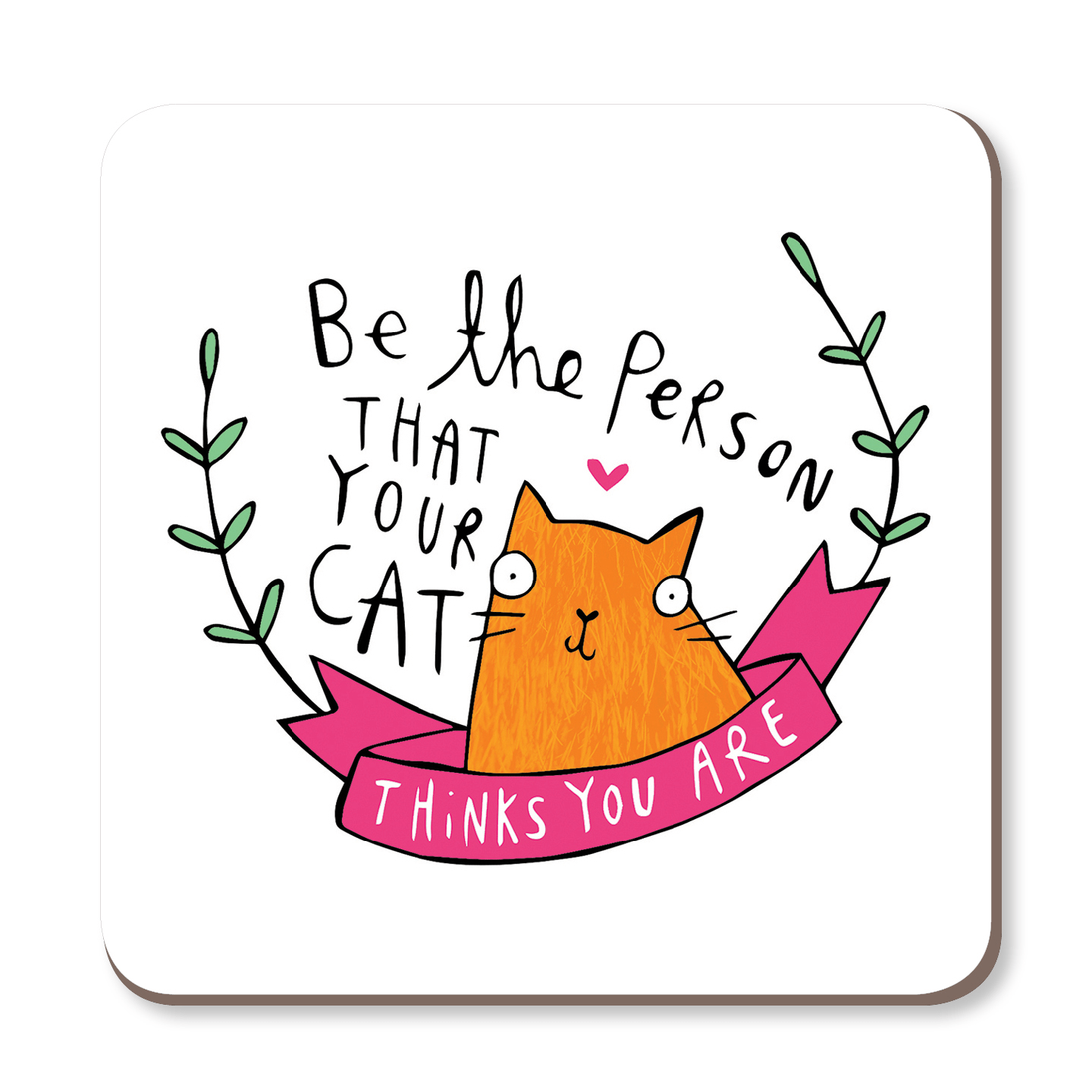 Be The Person Your Cat Thinks You Are Coaster by Katie Abey - Whale and Bird
