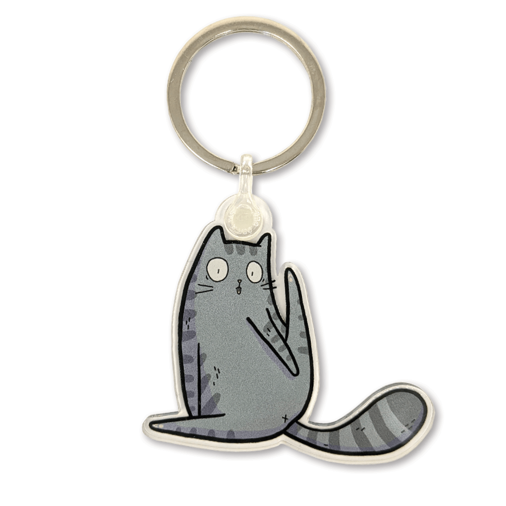 Cheeky Yoga Cat Keyring by Camille Medina - Whale and Bird