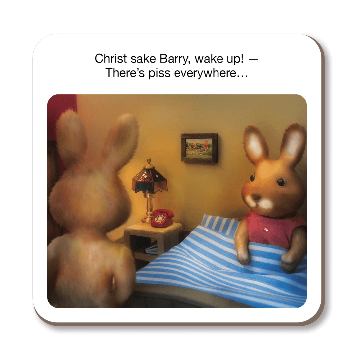 Christ Sake Barry - There&#39;s Piss Everywhere Coaster by forest fr1ends - Whale and Bird, funny coaster, hilarious gift ideas