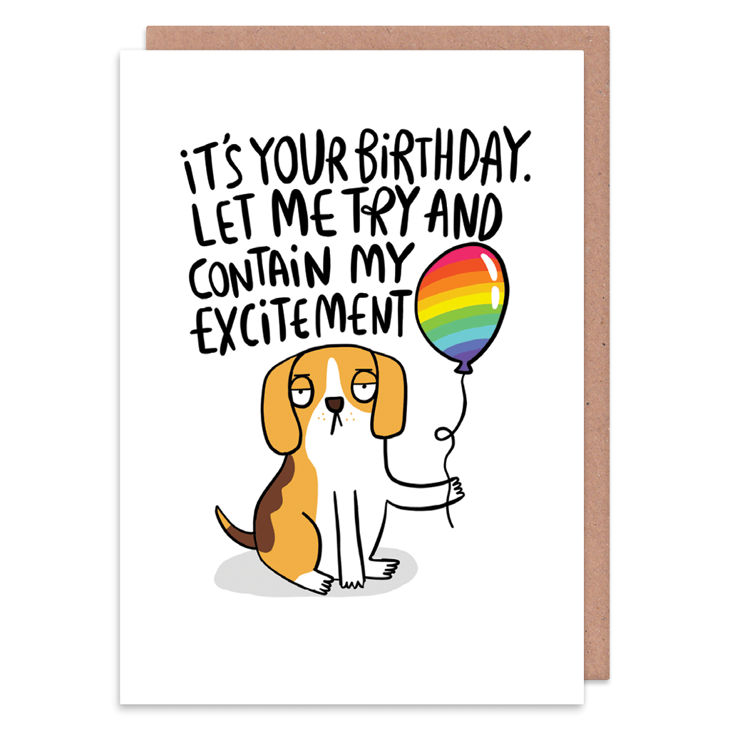 Let Me Try And Contain My Excitement Birthday Card by Katie Abey - Whale and Bird