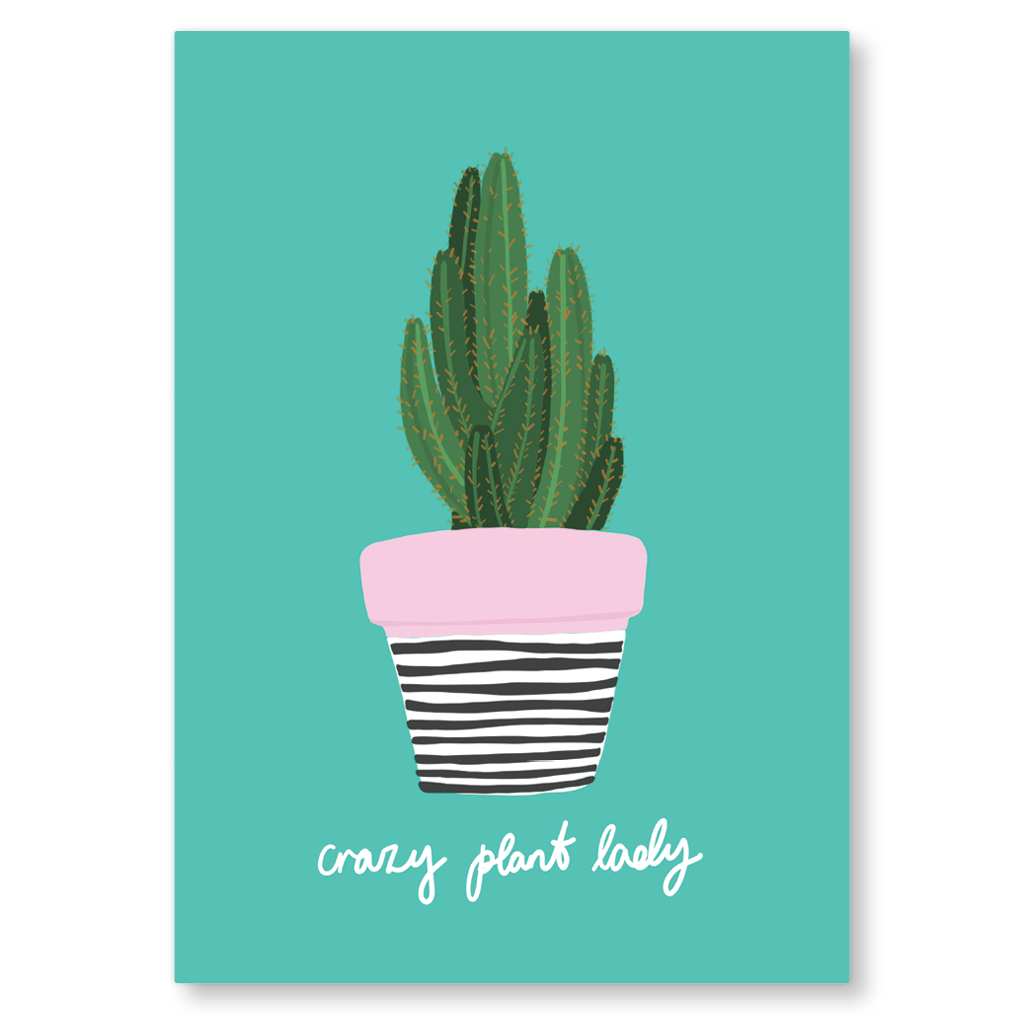 Crazy Plant Lady Cactus Postcard by Corrin Strain - Whale and Bird