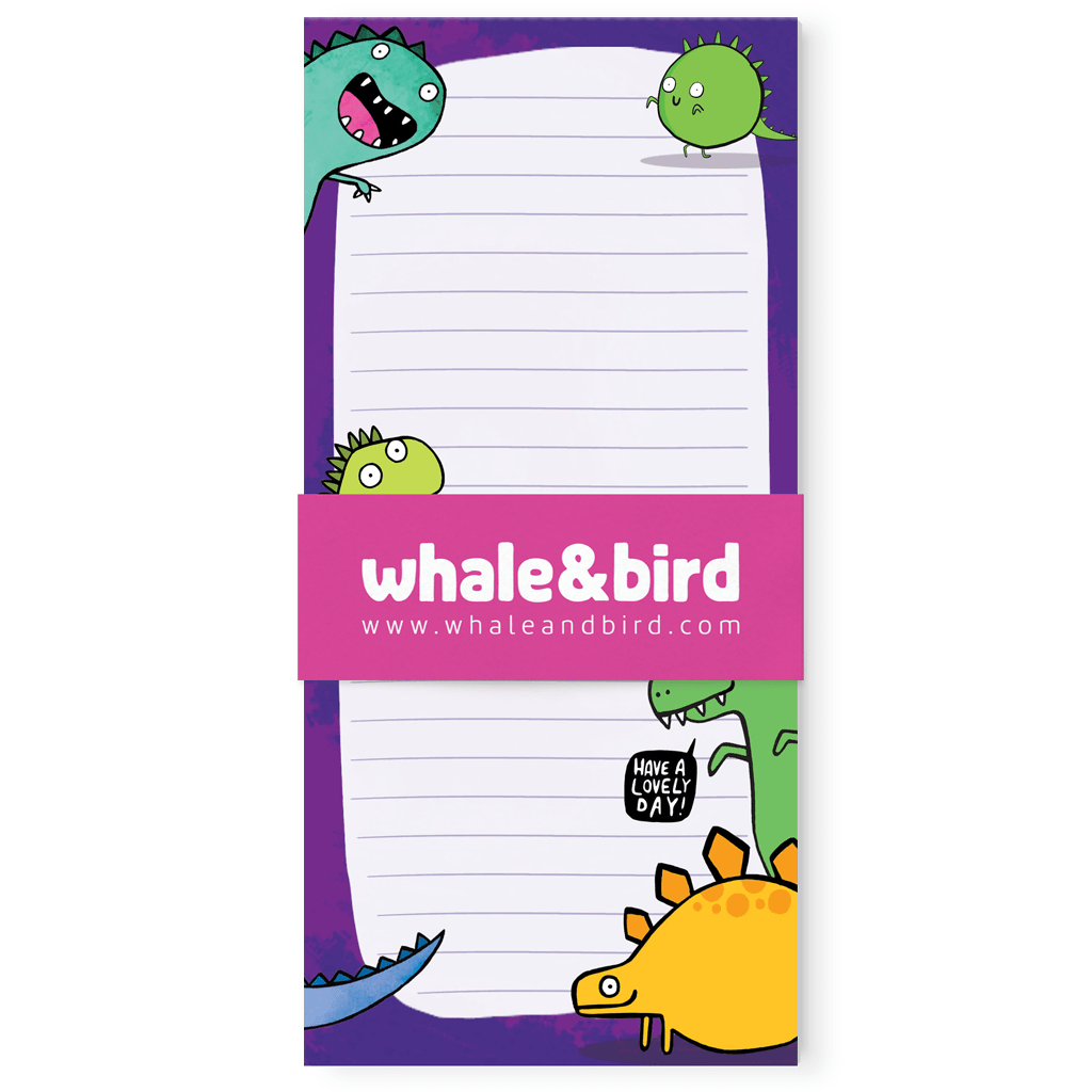 Dinosaur To Do List Pad by Katie Abey - Whale and Bird