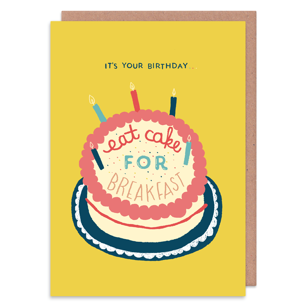 Eat Cake For Breakfast Birthday Card by The Happy Pencil - Whale and Bird