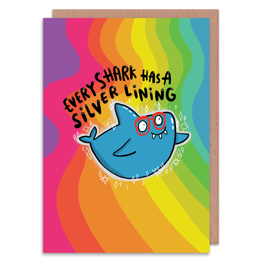 Every Shark Has A Silver Lining Greeting Card by Katie Abey - Whale and Bird