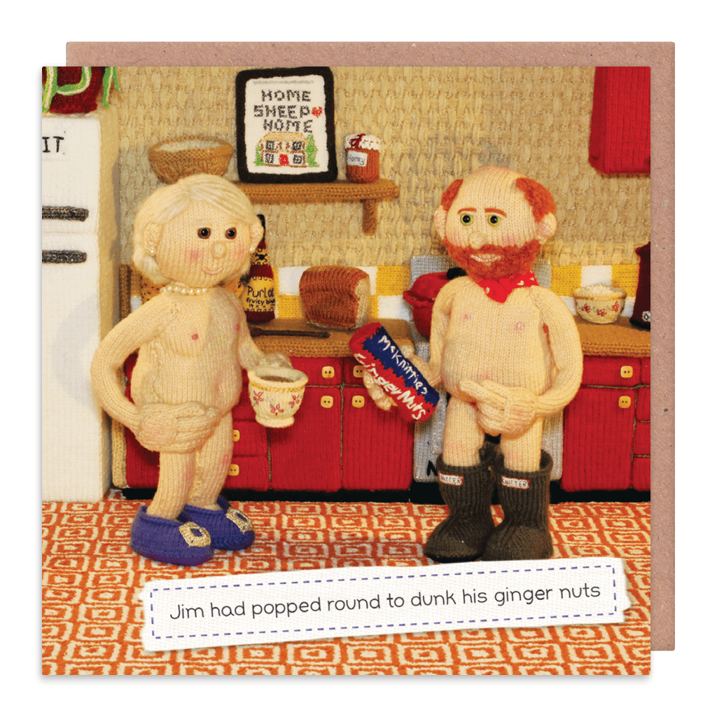 Dunk His Ginger Nuts Greeting Card by Nudinits - Whale and Bird