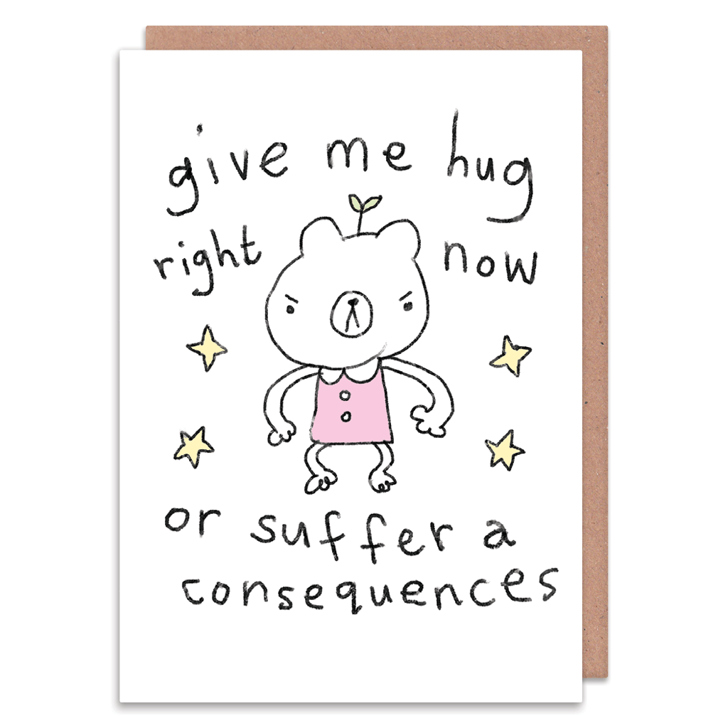Give Me A Hug Right Now Greeting Card by Stinky Katie - Whale and Bird