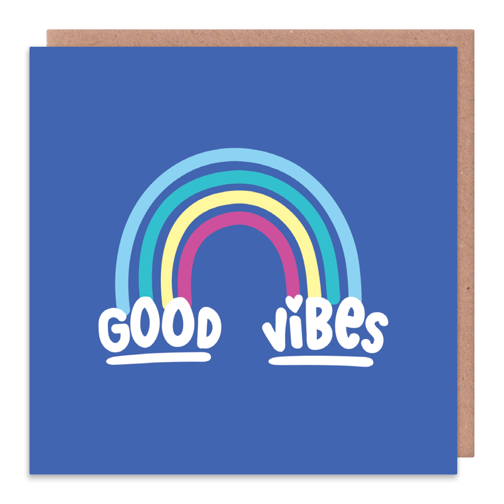 Good Vibes Rainbow Greeting Card by Squaire - Whale and Bird