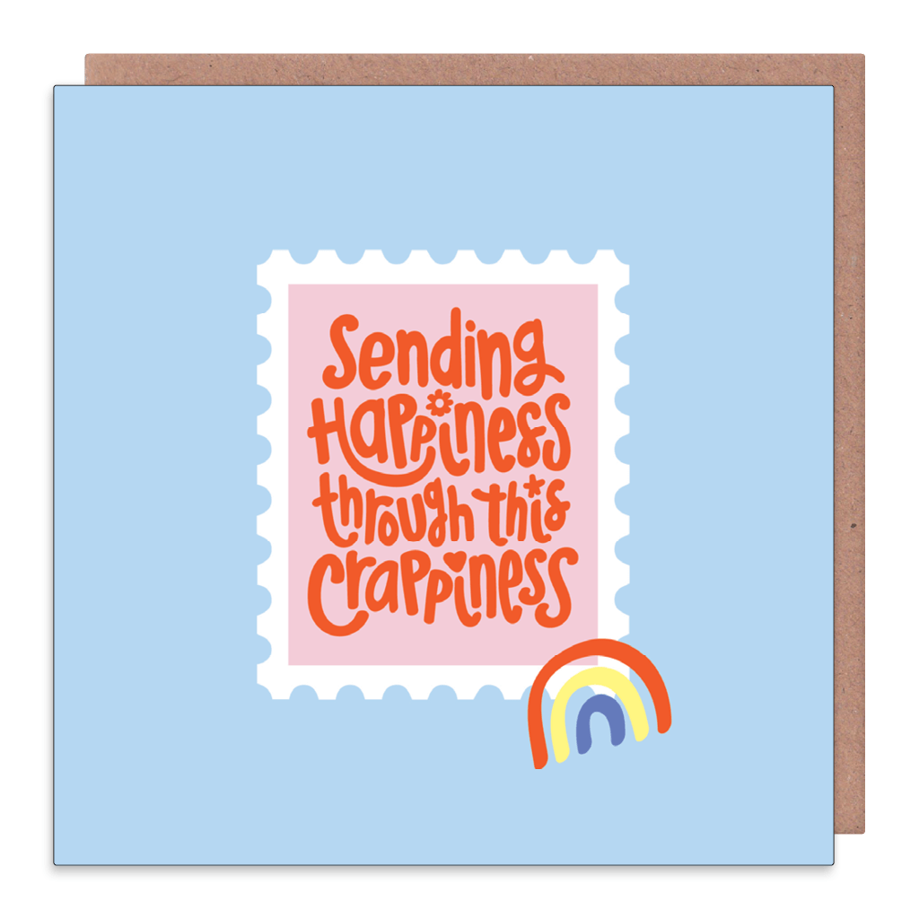 Happiness Through Crappiness Motivational Greeting Card by Squaire - Whale and Bird