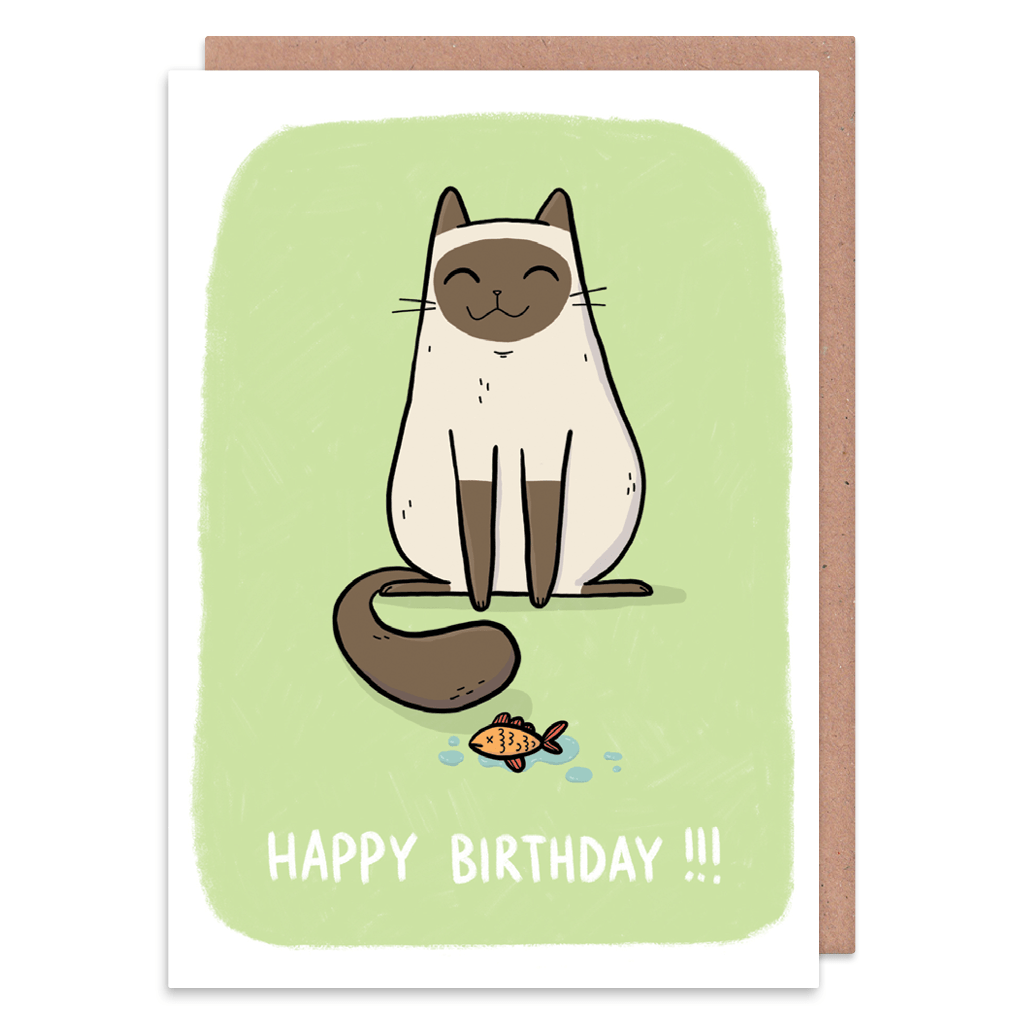 Happy Siamese Cat Birthday Card