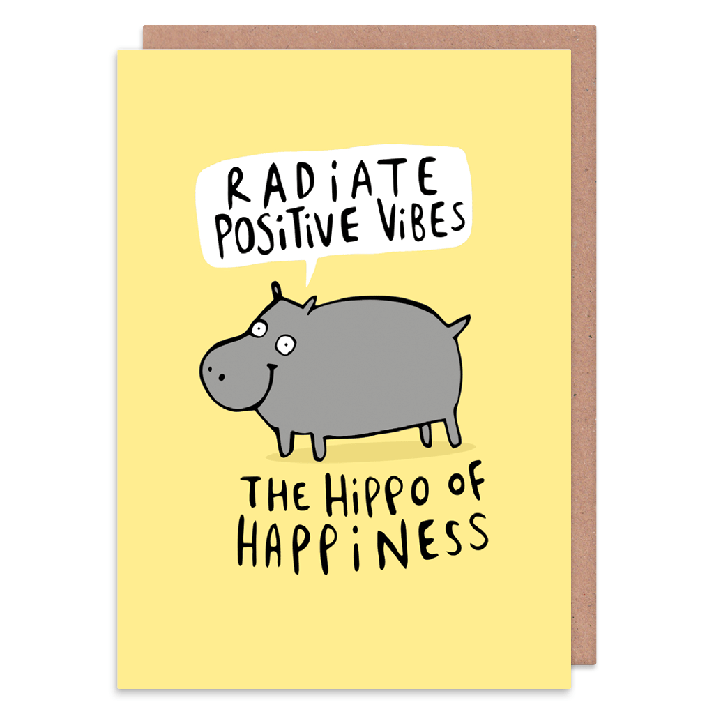 Hippo Of Happiness Greeting Card by Katie Abey - Whale and Bird