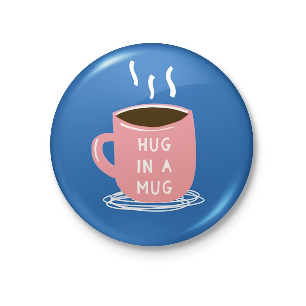 Hug In A Mug Badge by Zoe Spry - Whale and Bird