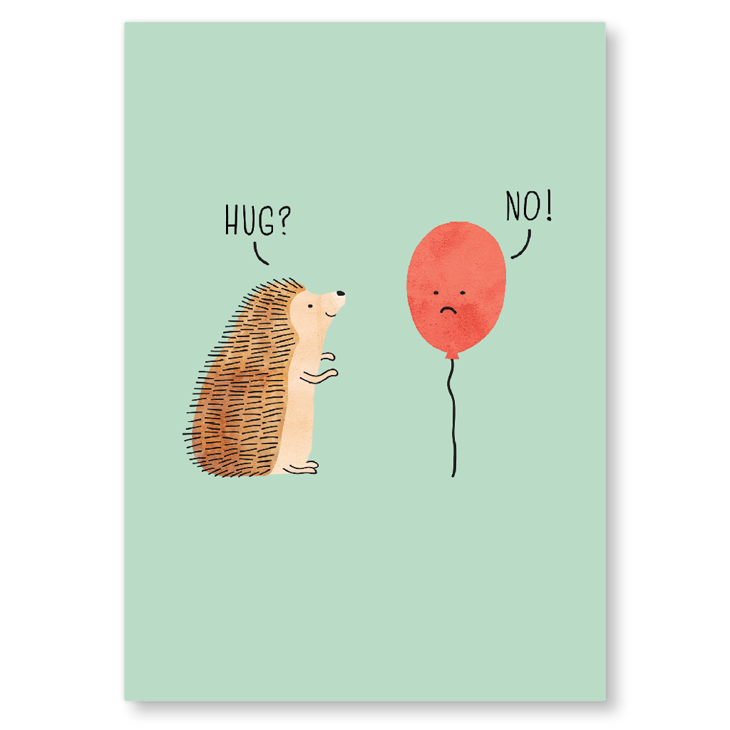 Hedgehog Hug Postcard by Milkyprint - Whale and Bird