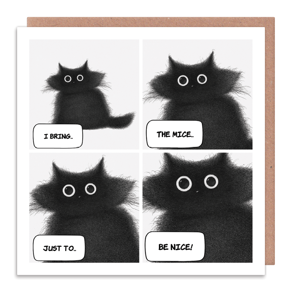 I Bring The Mice To Be Nice Cat Greeting Card by Purr In Ink - Whale and Bird
