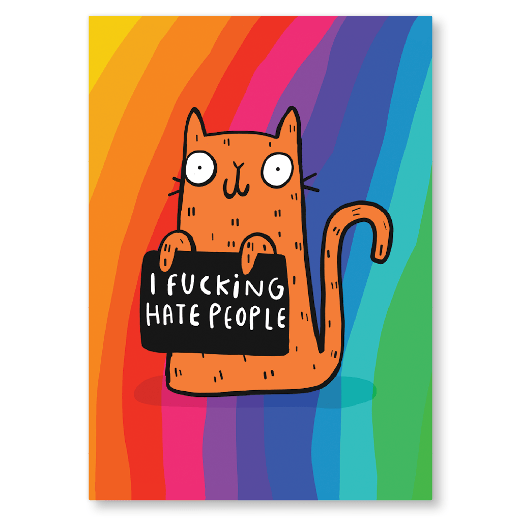 I Hate People Postcard by Katie Abey - Whale and Bird