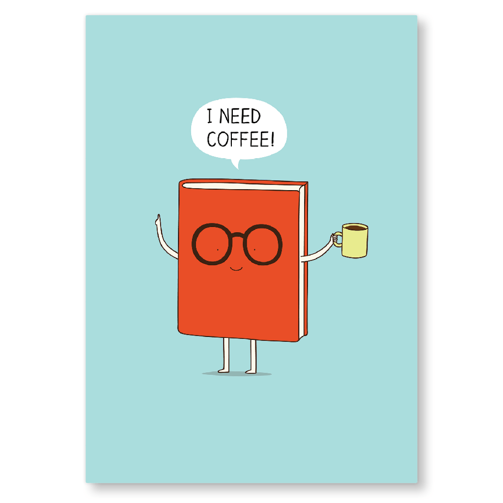 I Need Coffee Postcard by Milkyprint - Whale and Bird