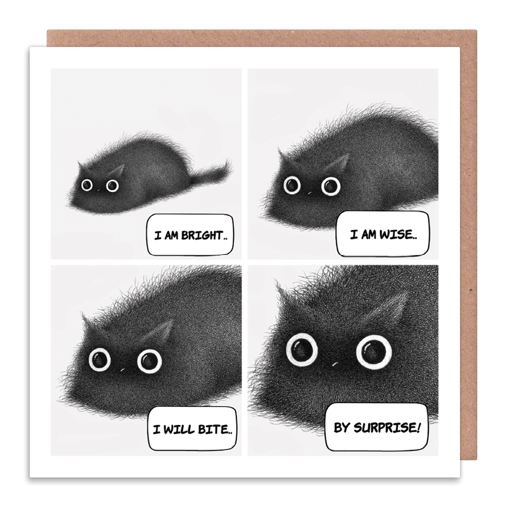 I Will Bite By Surprise Cat Greeting Card by Purr In Ink - Whale and Bird