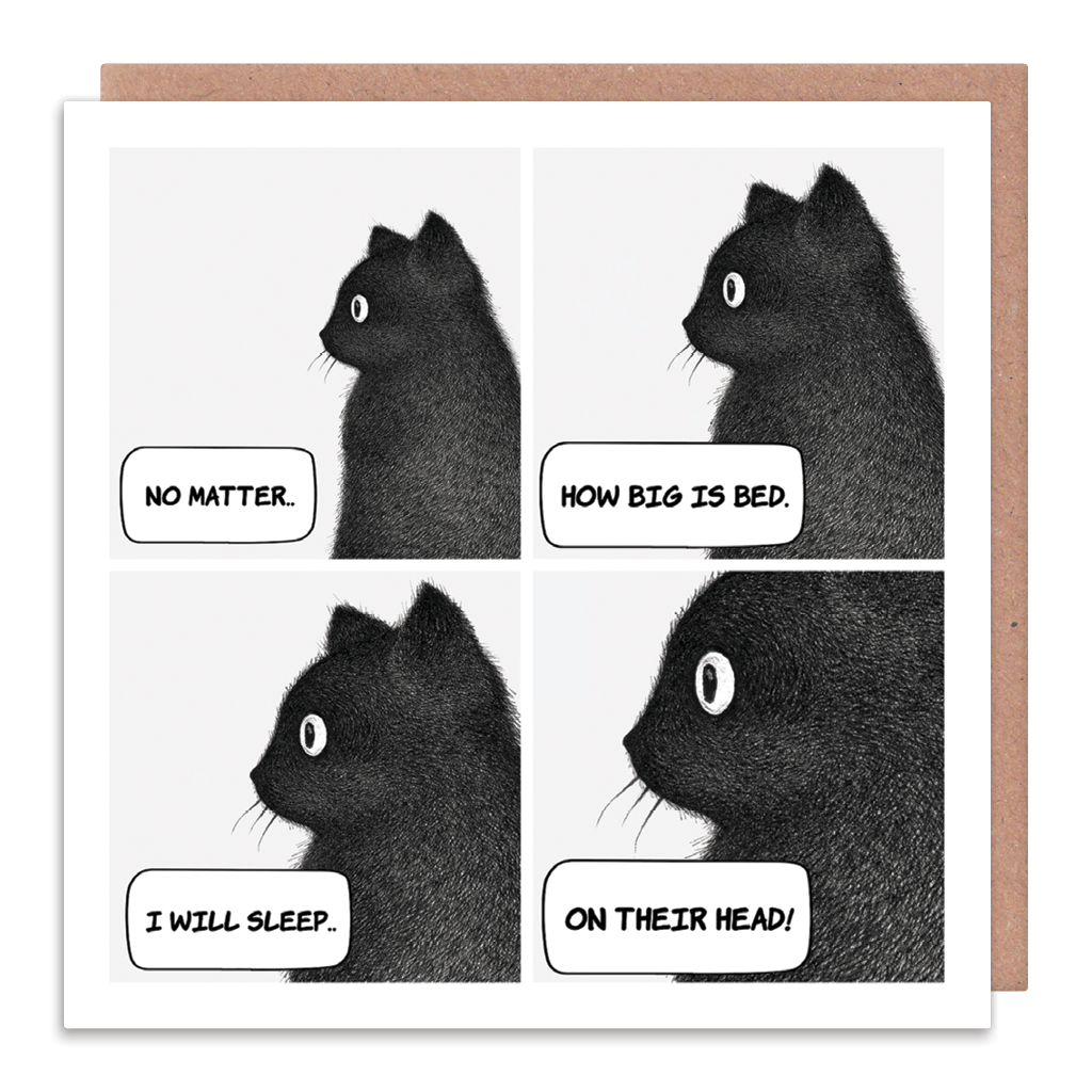 I Will Sleep On Their Head Cat Greeting Card by Purr In Ink - Whale and Bird