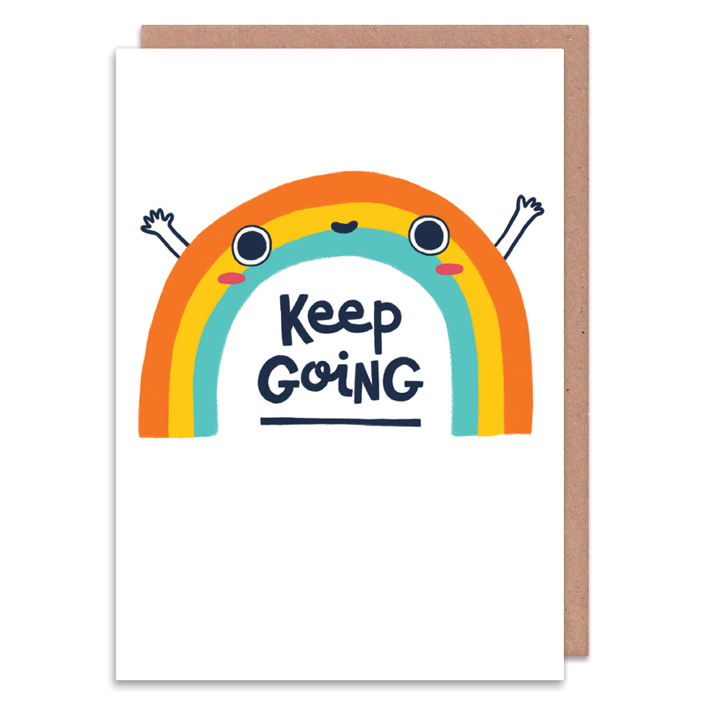 Keep Going Rainbow Greeting Card by Camille Medina - Whale and Bird