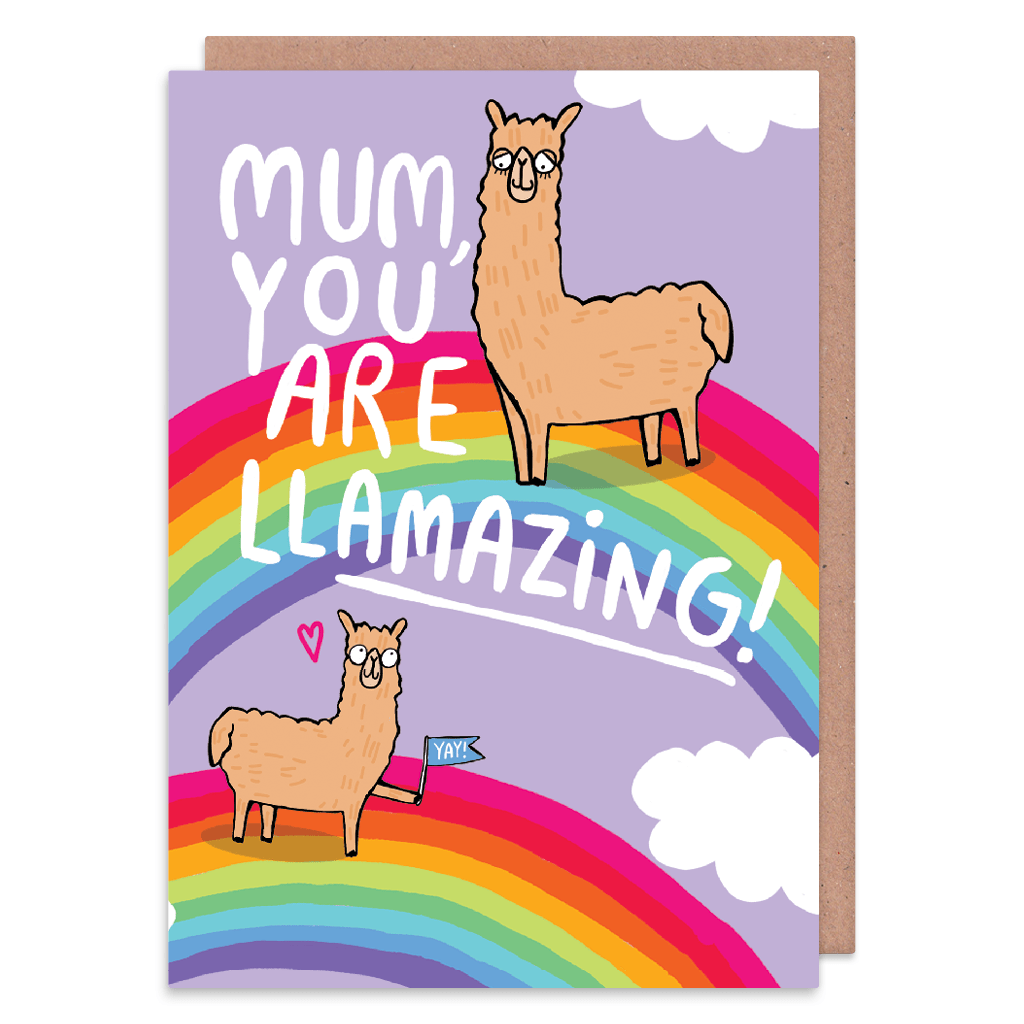 Mum, You Are Llamazing! Greeting Card by Katie Abey - Whale and Bird