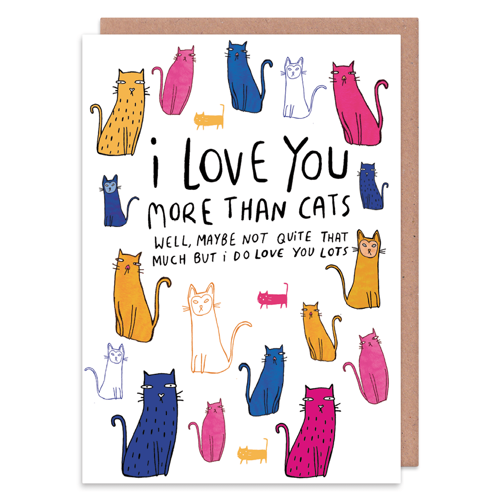 Love You More Than Cats Greeting Card by Katie Abey - Whale and Bird