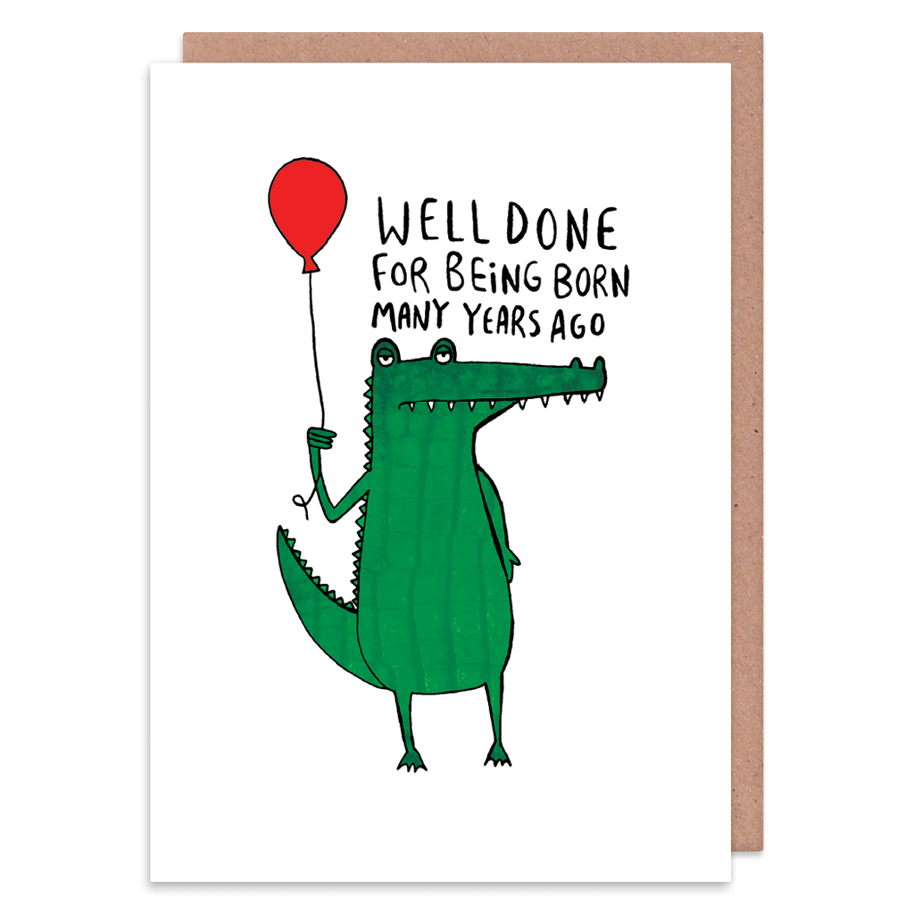 Well Done For Being Born Many Years Ago Birthday Card by Katie Abey - Whale and Bird