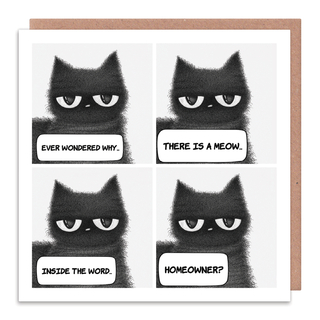 Meow In Homeowner Cat New Home Card by Purr In Ink - Whale and Bird
