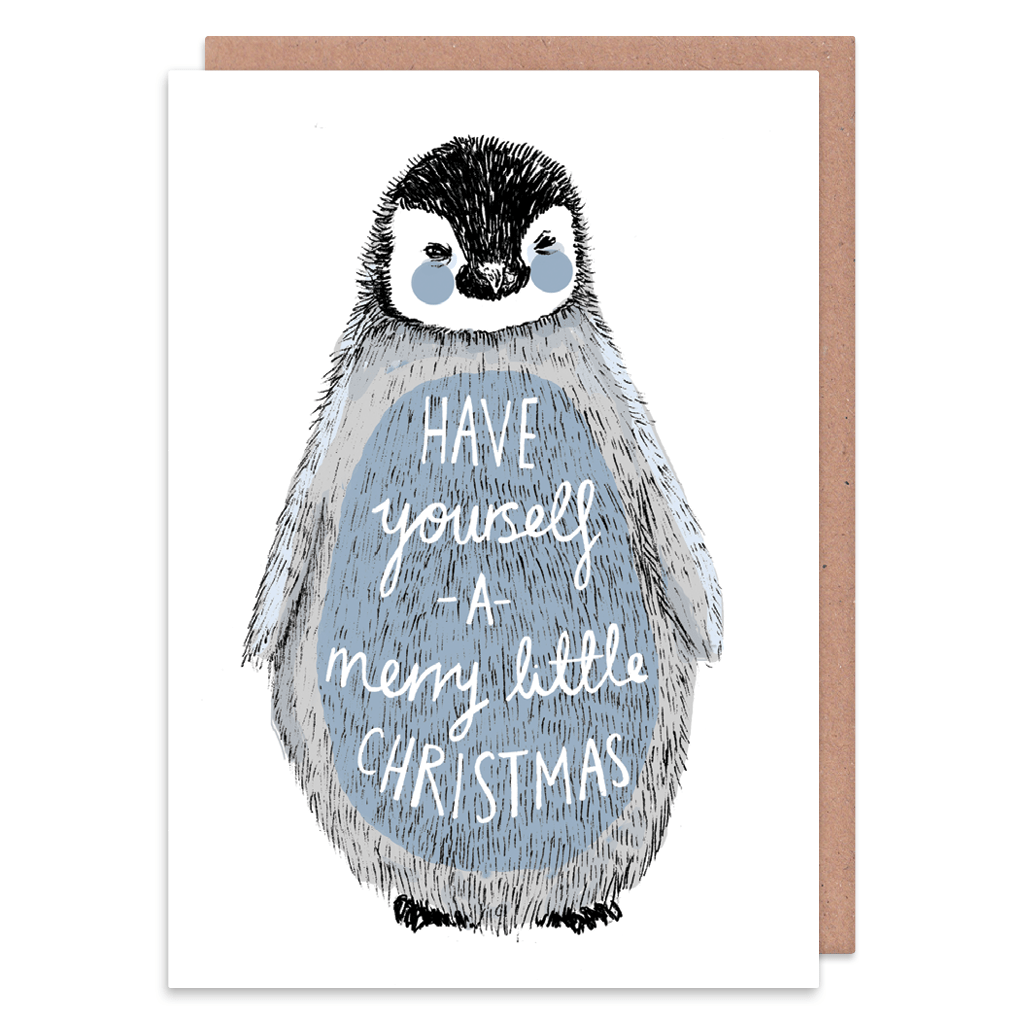 Merry Little Christmas Penguin Christmas Card by Charly Clements - Whale and Bird