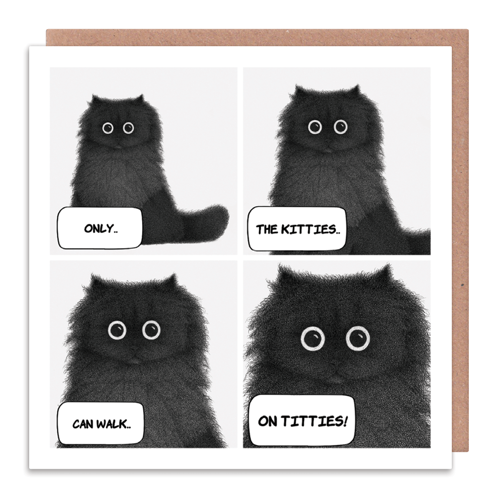 Only The Kitties Cat Greeting Card by Purr In Ink - Whale and Bird