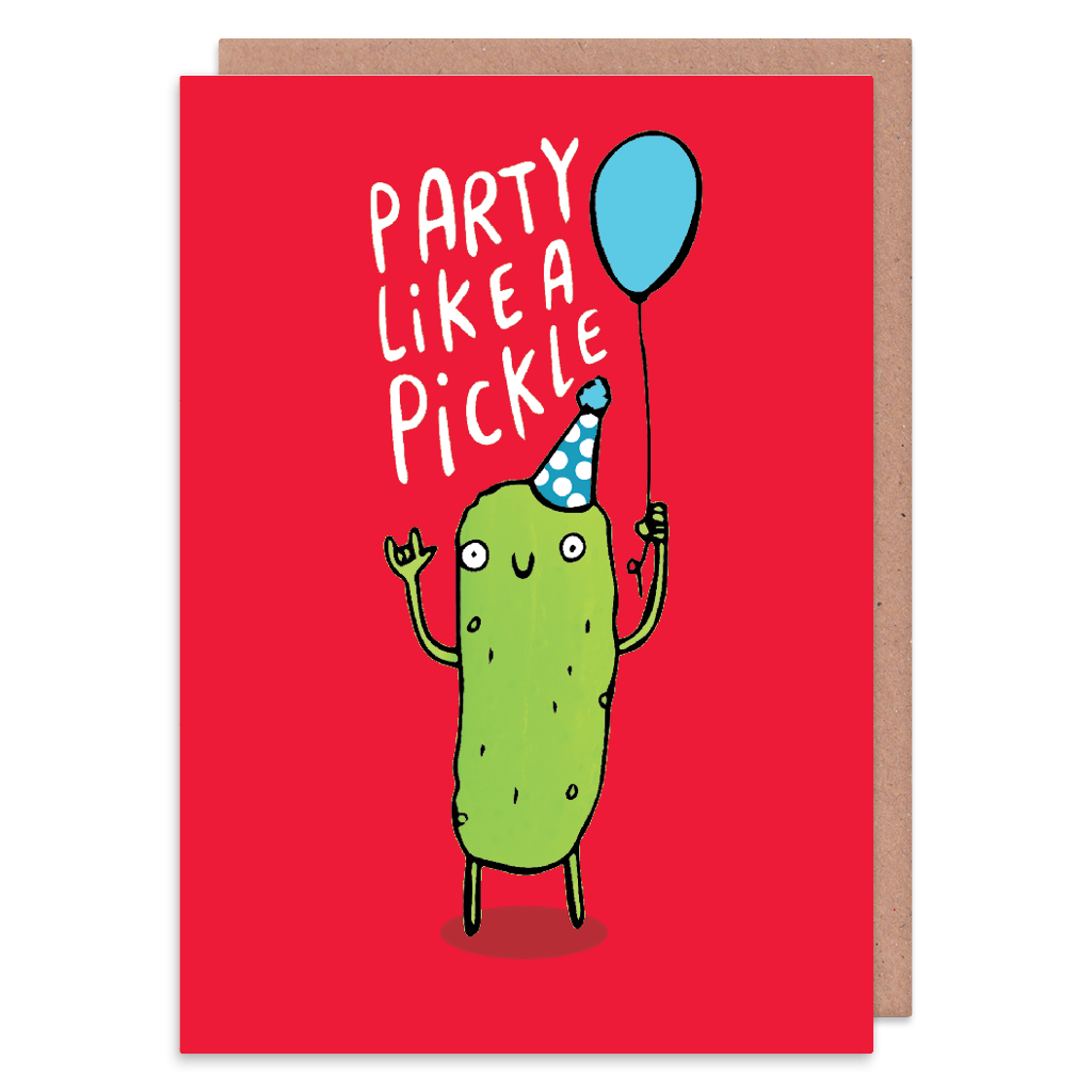 Party Like A Pickle Birthday Card by Katie Abey - Whale and Bird