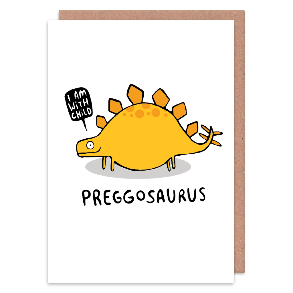 Preggosaurus New Baby Card by Katie Abey - Whale and Bird