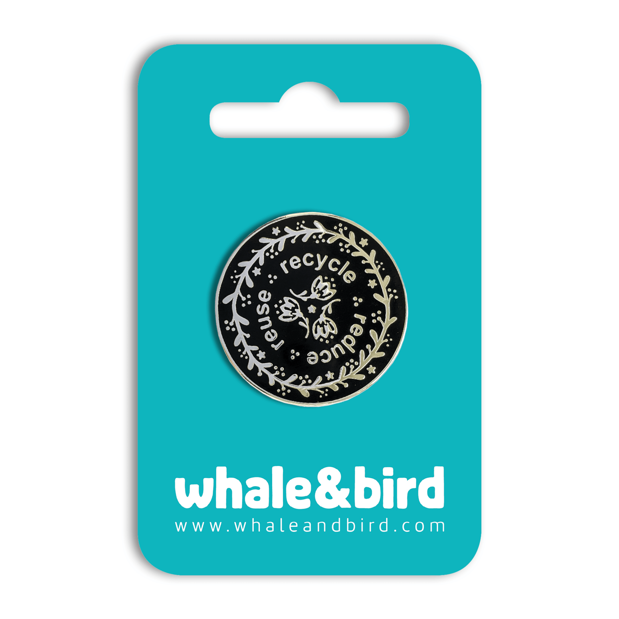 Reduce, Reuse, Recycle Hard Enamel Pin by Mary Joy Harris - Whale and Bird