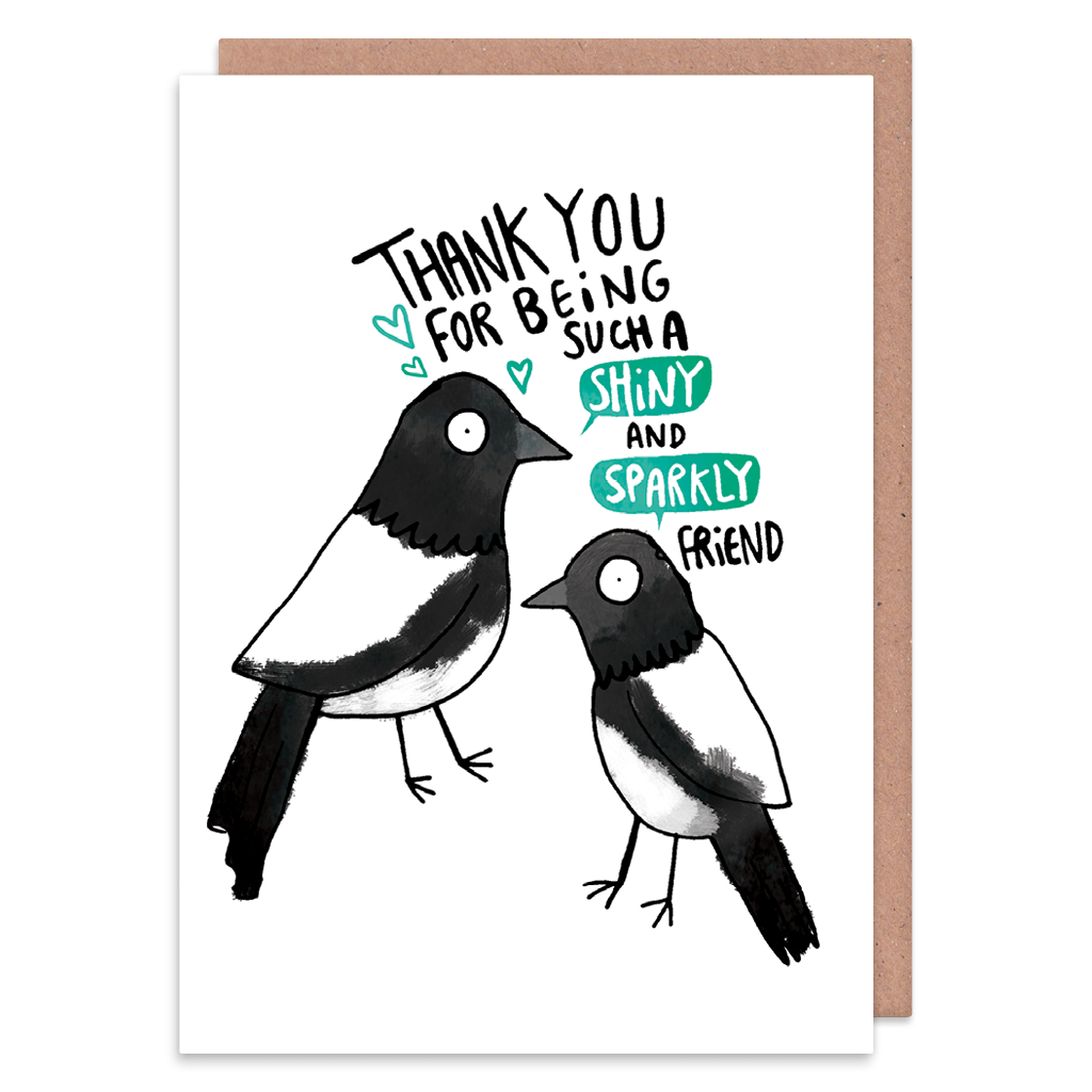 Thank You For Being Such A Shiny And Sparkly Friend Greeting Card by Katie Abey - Whale and Bird