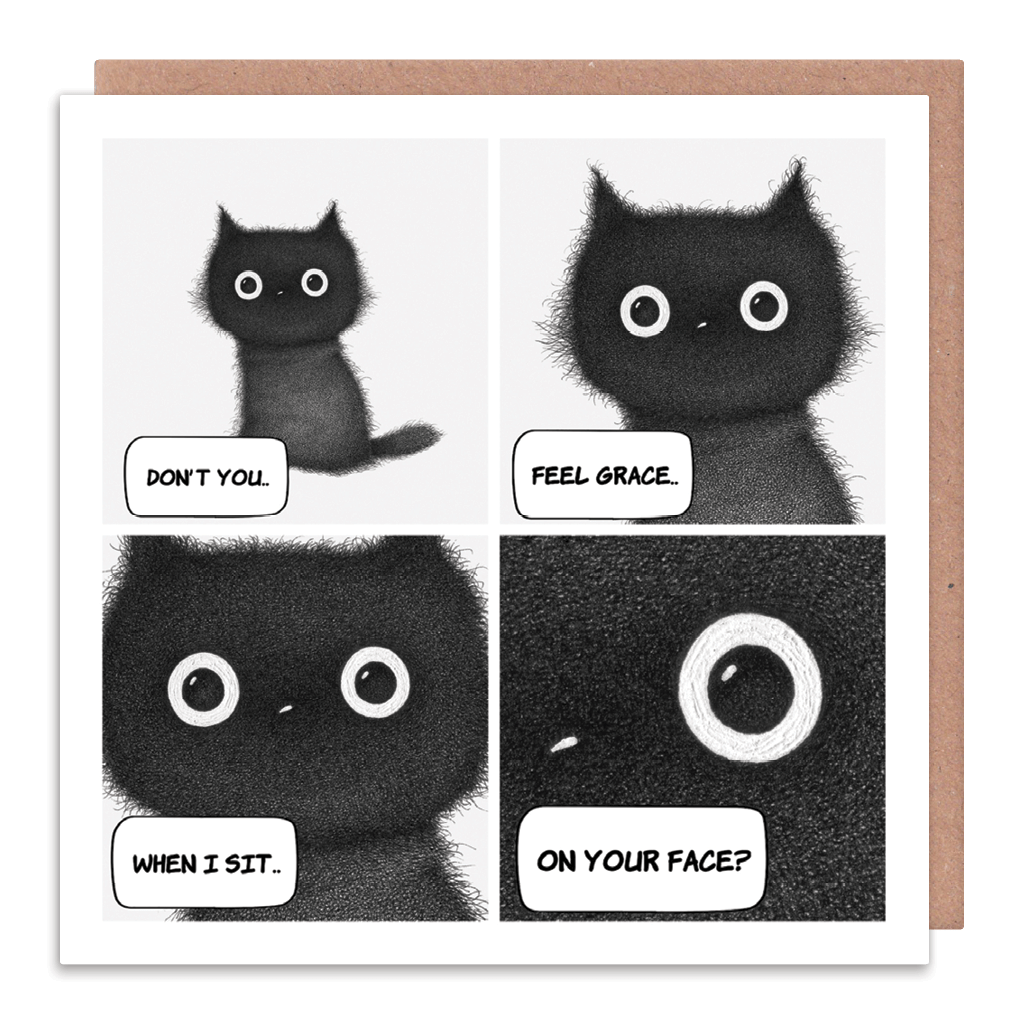Sit On Your Face Cat Greeting Card by Purr In Ink - Whale and Bird