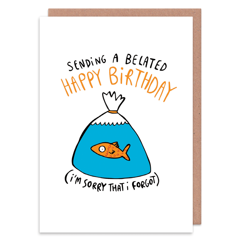 Sorry I Forgot Belated Card by Katie Abey - Whale and Bird